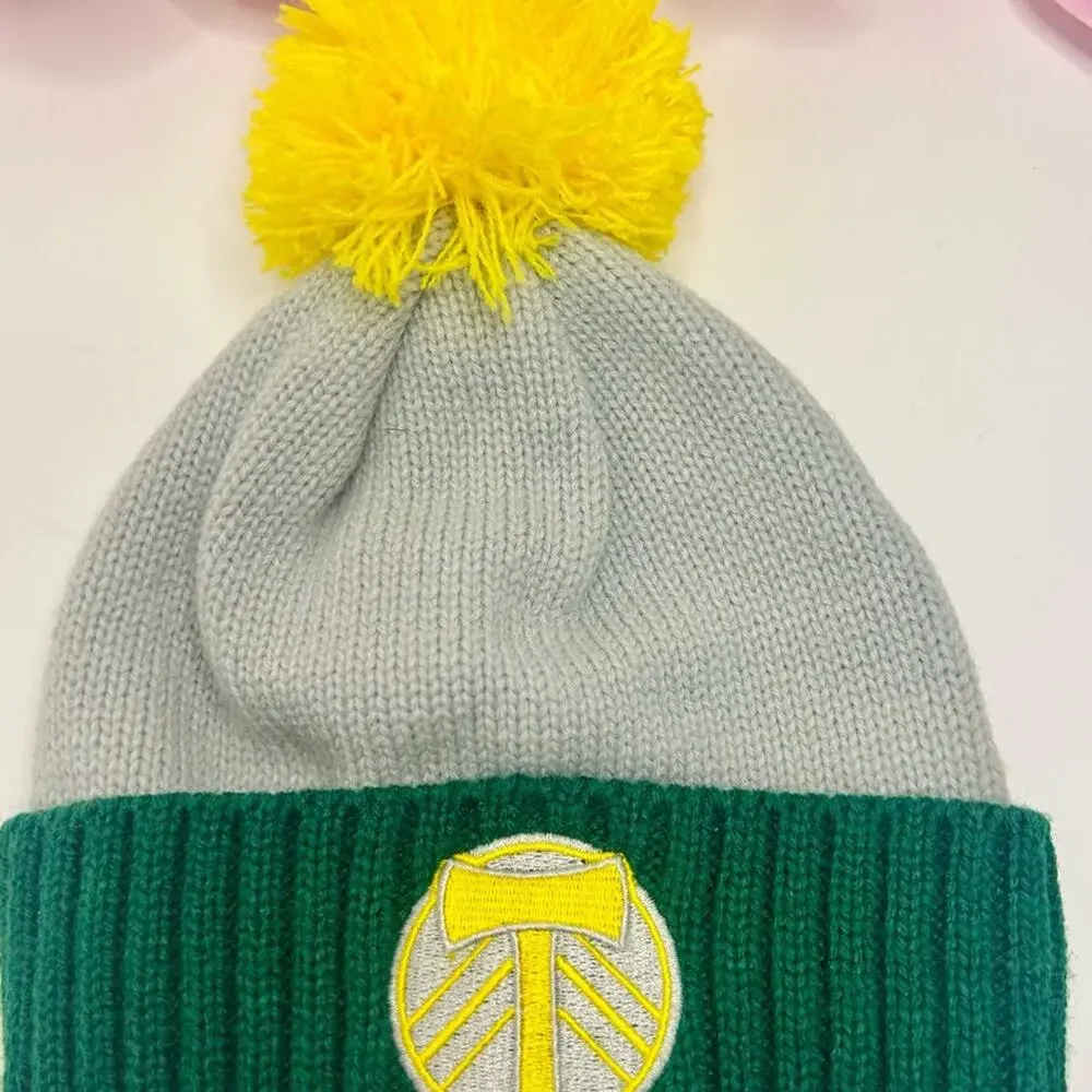 Adidas Kids Portland Timbers Beanie MLS Knit Hat Pom Winter
